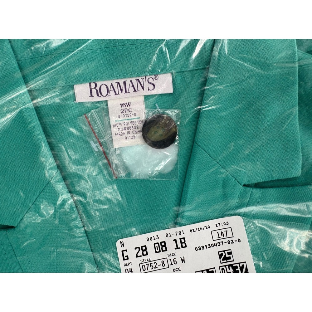 Roamans Womens 2 Piece Skirt Suit Teal Green Blazer Skirt Set 16W 4-0752-8 NEW - Picture 2 of 3